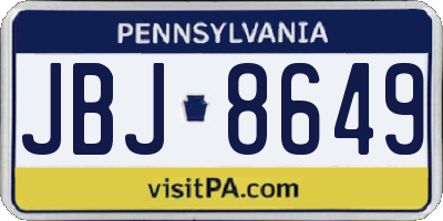 PA license plate JBJ8649