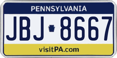 PA license plate JBJ8667