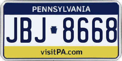 PA license plate JBJ8668