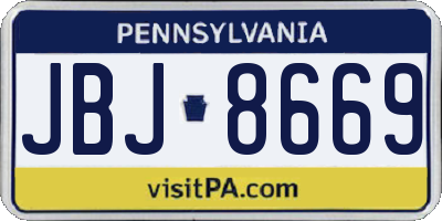 PA license plate JBJ8669