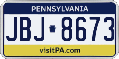 PA license plate JBJ8673