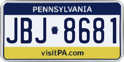 PA license plate JBJ8681