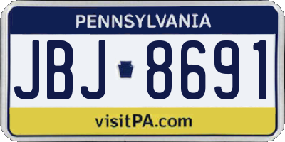 PA license plate JBJ8691