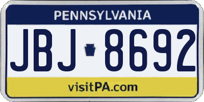 PA license plate JBJ8692