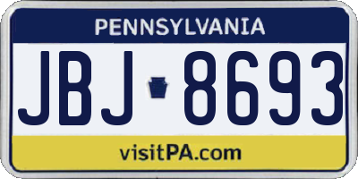 PA license plate JBJ8693