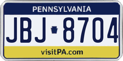 PA license plate JBJ8704