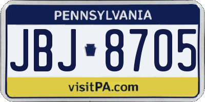 PA license plate JBJ8705