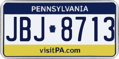 PA license plate JBJ8713