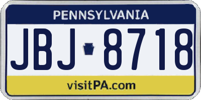 PA license plate JBJ8718