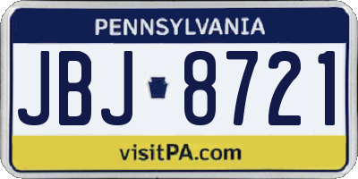 PA license plate JBJ8721