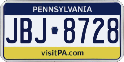 PA license plate JBJ8728