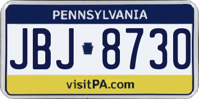 PA license plate JBJ8730