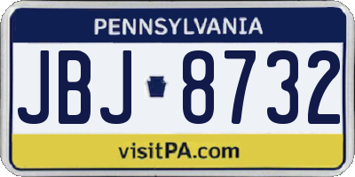 PA license plate JBJ8732