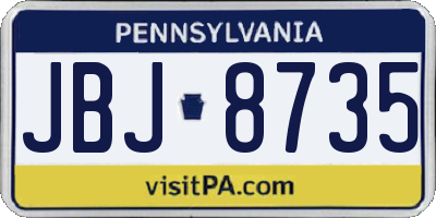 PA license plate JBJ8735