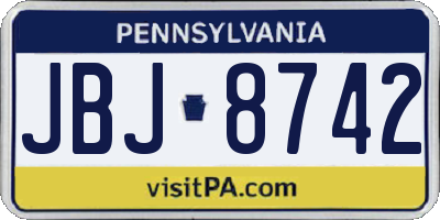 PA license plate JBJ8742