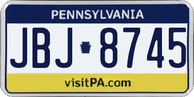 PA license plate JBJ8745