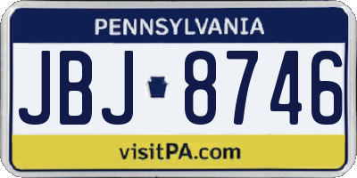 PA license plate JBJ8746