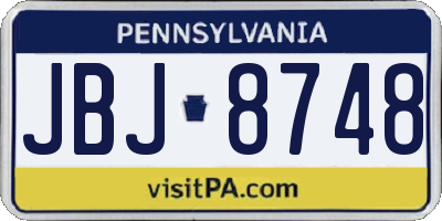 PA license plate JBJ8748