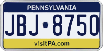 PA license plate JBJ8750