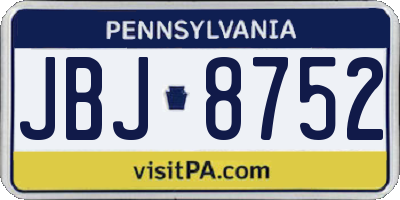 PA license plate JBJ8752