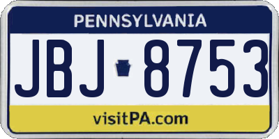 PA license plate JBJ8753