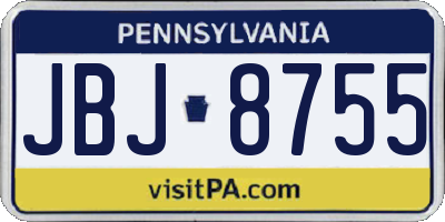 PA license plate JBJ8755