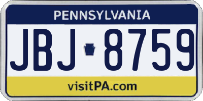 PA license plate JBJ8759