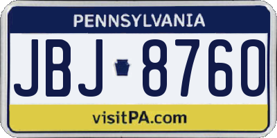 PA license plate JBJ8760