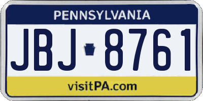 PA license plate JBJ8761