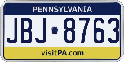 PA license plate JBJ8763