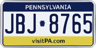 PA license plate JBJ8765