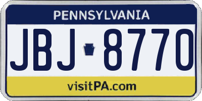 PA license plate JBJ8770