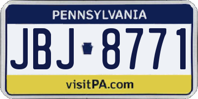 PA license plate JBJ8771