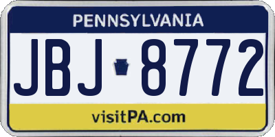 PA license plate JBJ8772