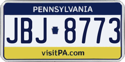 PA license plate JBJ8773