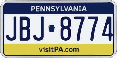 PA license plate JBJ8774