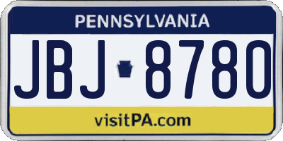 PA license plate JBJ8780