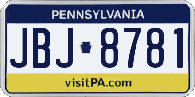 PA license plate JBJ8781