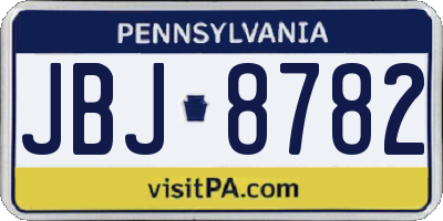 PA license plate JBJ8782