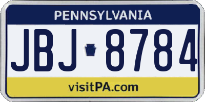 PA license plate JBJ8784