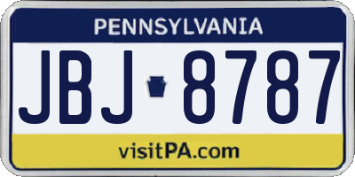 PA license plate JBJ8787