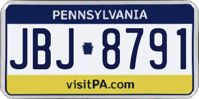 PA license plate JBJ8791