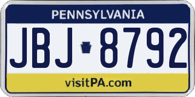 PA license plate JBJ8792