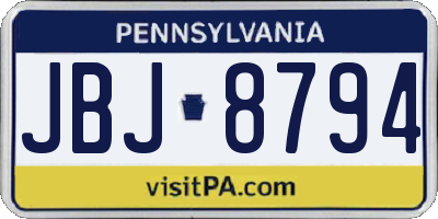 PA license plate JBJ8794