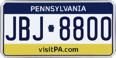 PA license plate JBJ8800