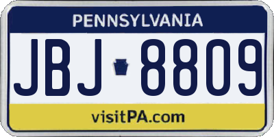 PA license plate JBJ8809