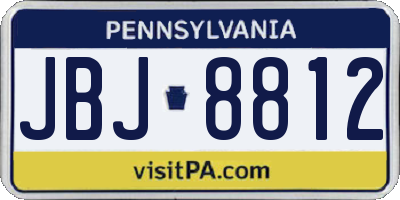 PA license plate JBJ8812
