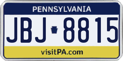 PA license plate JBJ8815