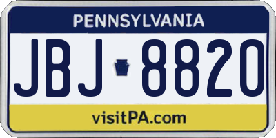 PA license plate JBJ8820