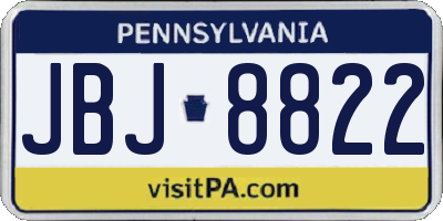 PA license plate JBJ8822
